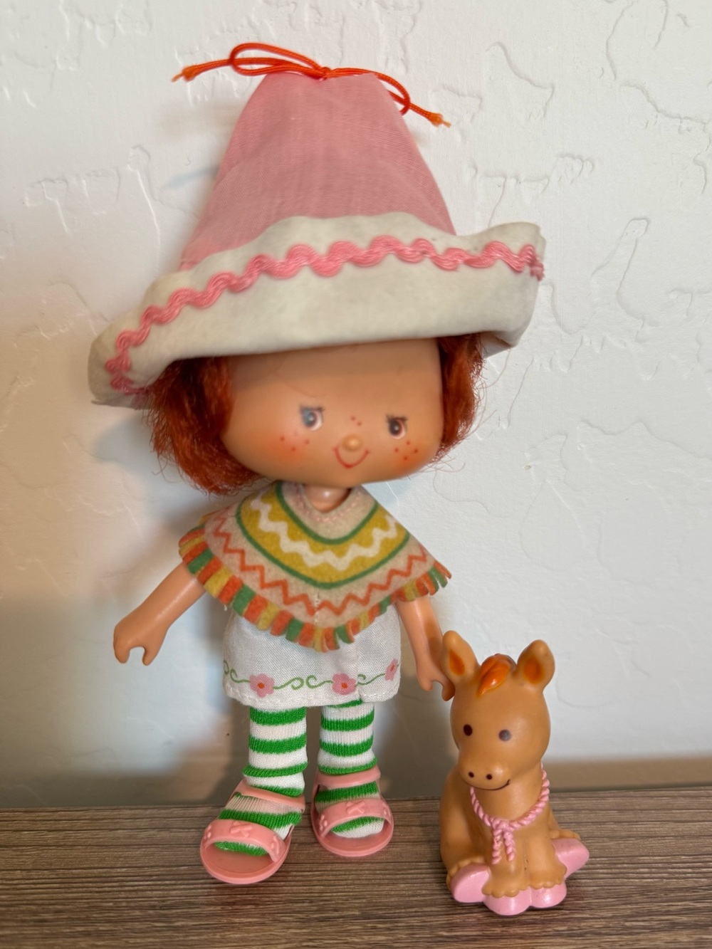 1979 Strawberry Shortcake Cafe Ole Doll & Pet Donkey Burrito Vintage VTG Toys Re